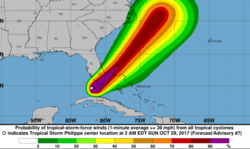Tropical Storm Philippe approaches southern Florida